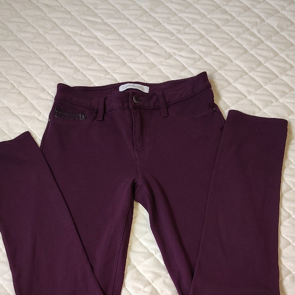 Calvin Klein Women's Skinny Pants - Purple, Size 4